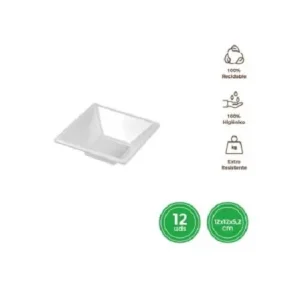 Cuencos Cuadrado Reutilizable Blanco 12X12X5.2CM
