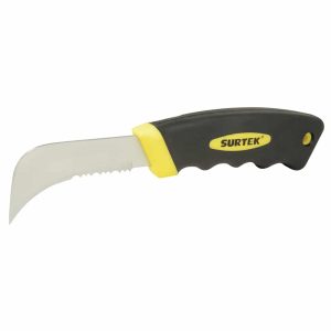 Cuchillo de acero inoxidables con mango bimaterial de 8″, para linóleo Surtek 120127