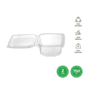 Envase Tapa Reutilizable Transparente 750CC