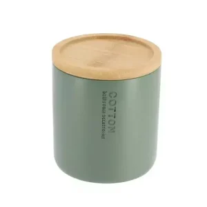 Caja Algodón Poliresina Bambú Caqui