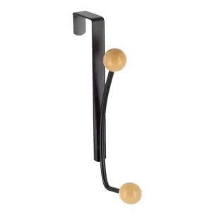 Perchero Metal 2 Ganchos – Negro/Madera