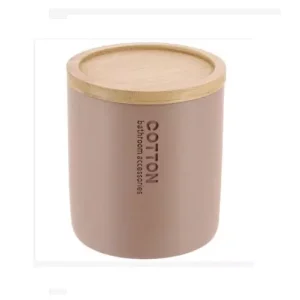 Caja Algodón Poliresina Bambú Capuccino