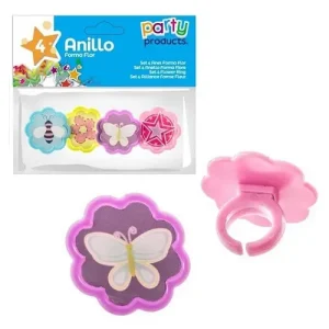 Set 4 Anillo Forma Flor