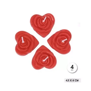 Vela Corazón Rosa Rojo 4pcs
