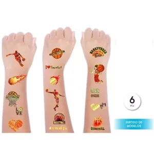 Tattoo Temporal Baloncesto 7.5cm 6pcs