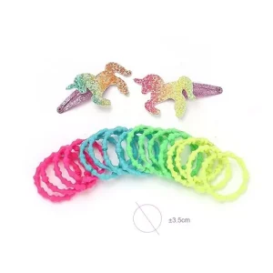 Conjunto De Pinza y Goma Unicornio 18pcs