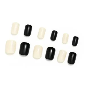Uñas Postizas Desmontables Blanco/Negro 12pcs