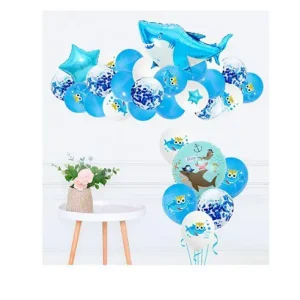 Set de Globos Tiburón Azul 37pcs
