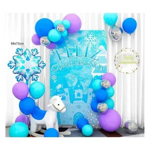 Set Globos Castillo Azul Feliz Cumpleaños 44pcs
