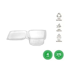 Envase Tapa Reutilizable Transparente 375CC