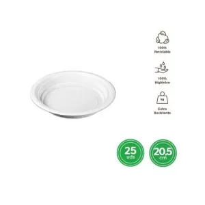 Platos Hondo Redondo Reutilizable Blanco Ø20,5CM