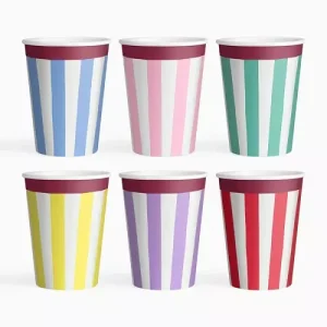 Vasos Cartón Colores Rayas 270cc