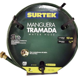 Manguera para jardín tramada con conector metálico 1/2″, 10 m Surtek M12T10