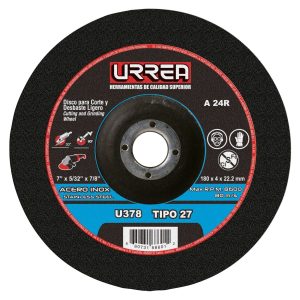 Disco Abrasivo Para Acero Inoxidable T27 De 7″ Urrea U378 Uso Extra Pesado
