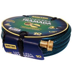 Manguera para jardín tramada con conector metálico 1/2″, 25 m Surtek M12T25
