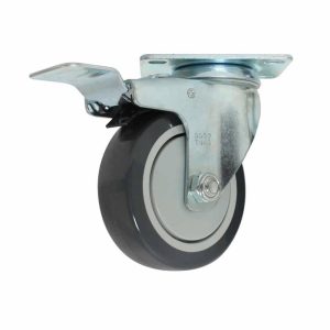 Rodaja De Poliuretano Gris Giratoria Con Placa Con Freno 3″ ZF5101