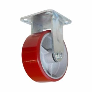Rodaja de fierro con poliuretano rojo fija 4″ Surtek RP10F