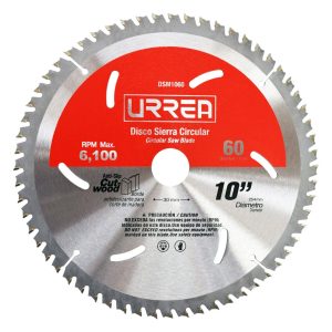 Disco para sierra circular para corte de madera 60 dientes, 10″ Urrea DSM1060