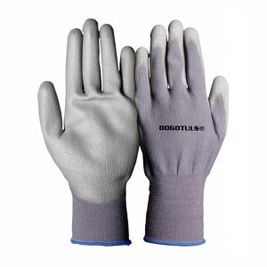 Guante De Nylon Con La Palma Recubierta De Poliuretano Color Gris Talla Chica JS3034