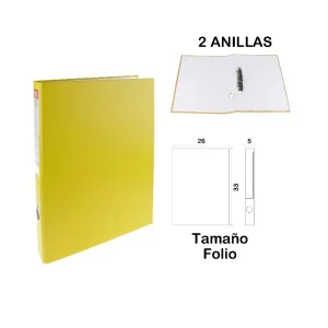Carpeta Folio 2 Anillas Amarillo